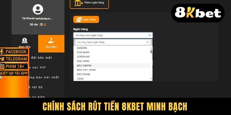 Chính sách rút tiền 8KBET minh bạch